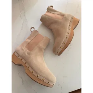 J. CREW Faux Fur Lined Clog Boots in Suede Size 11 thumbnail 4