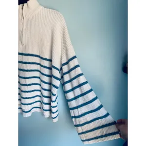 Edikted Sweater Oversized Quarter Zip Striped Bell Sleeve Knit Medium thumbnail 7