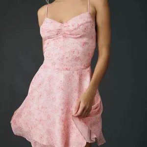 Urban Outfitters Over the Horizon Mini Dress M Pink Floral Chiffon Fit and Flare thumbnail 4