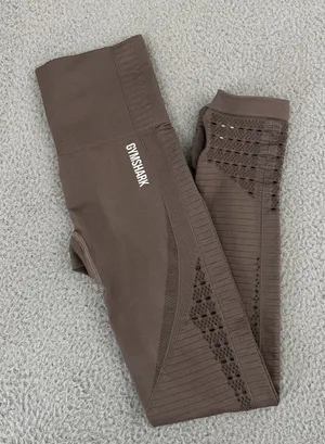 Gymshark Energy Seamless Leggings Brown‎ Athletic Workout Gym Women's XS x 24 thumbnail 1