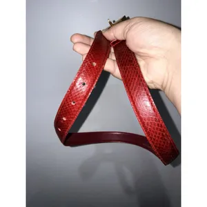 Vintage The RITZ Genuine Snake Skin Belt Size S Red Gold‎ Buckle 32" thumbnail 6