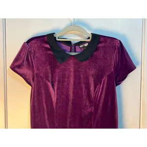 Hot Topic Velvet Dress Large Stretch Purple Halloween Costume Wednesday Core thumbnail 3