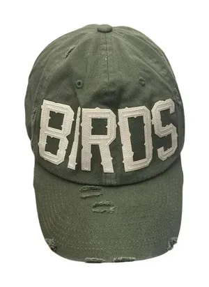 BIRDS" distressed dad hat, a vintage thumbnail 1