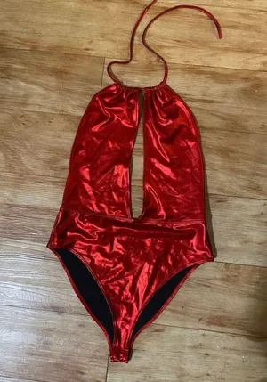 Forever 21 EDC Rave Red Halter Top Body Suit thumbnail 1