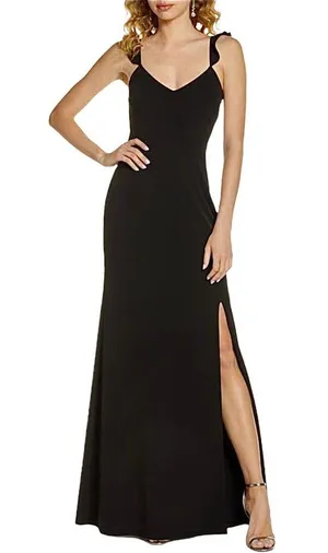 WAYF NWOT The Mina Ruffle Strap Gown In Black thumbnail 1