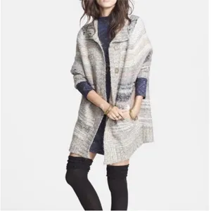 Free People Starlight Shadow Wool Blend Poncho Cardigan Size Small thumbnail 2