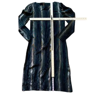 Vintage 80s Black Gold Silver Shimmer Long Sleeve Dress size 7 / 8 Shangri La thumbnail 6