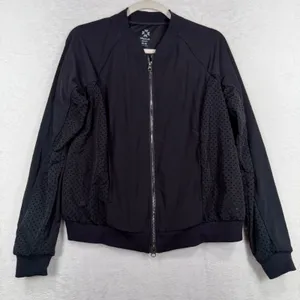 Without Walls M Medium Bomber Jacket Black Mesh Athletic Full Zip Lightweight thumbnail 4