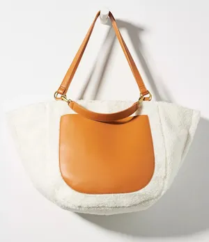 Anthropologie Faux Shearling Tote Bag thumbnail 1