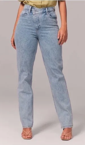 ABERCROMBIE & FITCH 90s Straight Ultra High Rise Crossover Waist Jeans Size 8/29 thumbnail 1