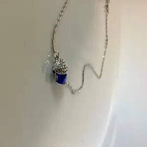 Double Heart Crystal Rhodium Plated Necklace with Crystals thumbnail 4