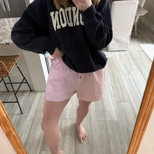 Pink Lily Boxer Shorts L two toned Stripe Lounge Pajama Shorts Elastic Waist thumbnail 2