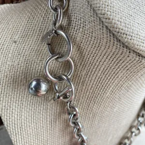 Anne Klein Authentic Ribbed Heart Silver Tone‎ Vintage 80's Necklace Link Toggle thumbnail 7
