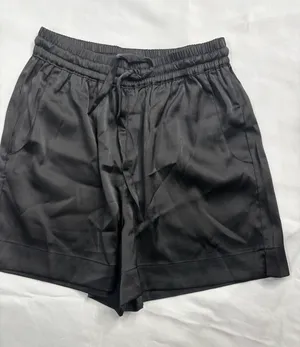 The Drop Black Satin Pull-On Elastic Waistband Drawstring Shorts thumbnail 1