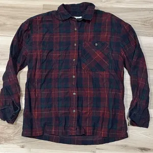 Topshop Thick Flannel Button Up Shirt Top Women's 4 thumbnail 1