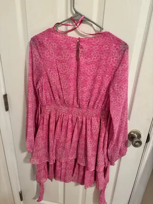 Pink Thin Long Sleeve Dress Size M thumbnail 3