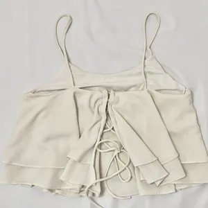 Free People Tropical Wave Cream Lace Back Crop Tank Top - M thumbnail 4