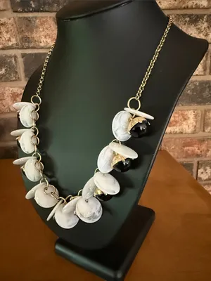 INC International Concepts Statement Black and White flower necklace thumbnail 2
