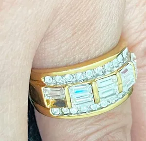 Vintage Unsigned Gold-tone Clear CZ Stones Fashion Row Ring Size 8 thumbnail 14
