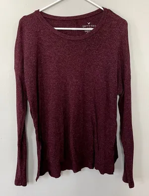 American Eagle soft and sexy purple maroon sweater rough hem casual top‎ size M thumbnail 1