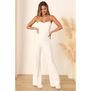 Lulus Fashionista Nights Ivory Strapless Bustier Wide-Leg Jumpsuit S thumbnail 4