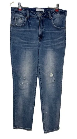 Risen Women's Jeans Distressed Sierra Mid-Rise Tapered Leg Denim‎ RDP5269 13/31 thumbnail 1