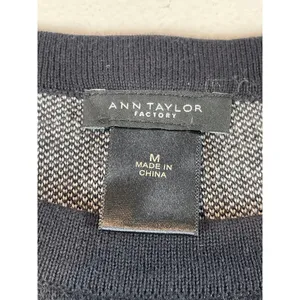 Ann Taylor Factory Sweater Size M Black White Polka Dot Faux Ruffle Shirt Tail thumbnail 2
