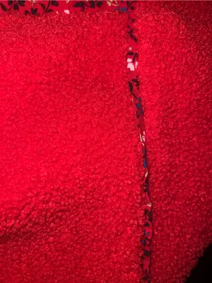 LOFT Red Mixed Media Floral Sherpa Fleece Pullover size large NWOT thumbnail 5