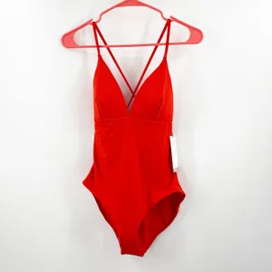 Calia Swimsuit SZ 6 Triangle Strappy Back One Piece NWT Fresh Red Tummy Control thumbnail 4