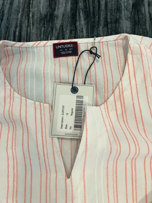 Pink and White Striped Tunic Top by Untuckit Size 12 thumbnail 2