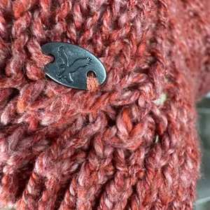 Red/Orange Crochet Knit Sweater Women's Open Weave Boat Neck 3/4 Sleeve‎ thumbnail 5