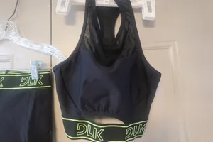 DLK Workout exercise loungewear casual summer active shorts and one should top sports bra set in black and lime green thumbnail 4