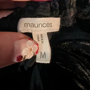 Maurices Black Shimmer Tiered Pleated Tank, Size Medium thumbnail 3