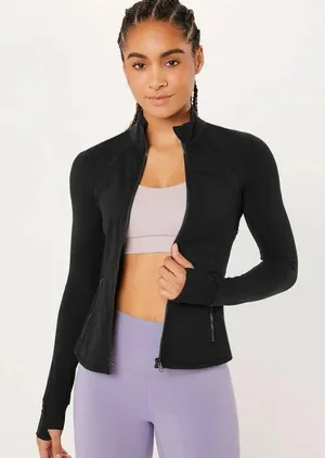 Athletic Fitted Zip Up Jacket Black Size M thumbnail 1