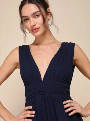 Lulus Heavenly Hues Navy Blue Maxi Dress Size XL thumbnail 4