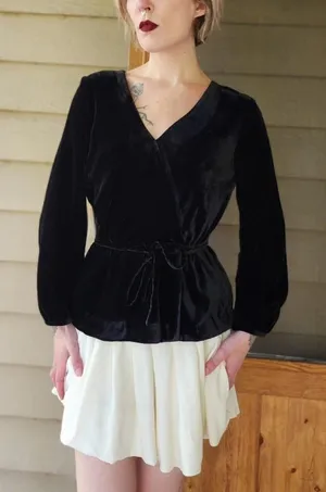 NWT J. Crew Velvet Wrap V-Neck Blouse 8 thumbnail 1