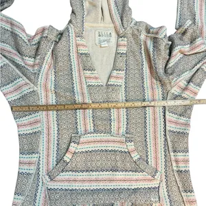 Billabong Baja Striped Textured Knit Hoodie Top Boho Surf Beach Pullover Sz‎ M thumbnail 8