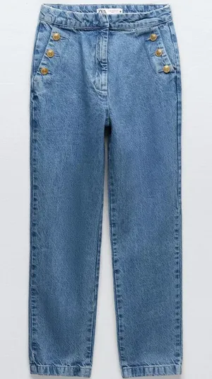 Zara High Rise Blue Jeans Classic Fit Size XL thumbnail 1