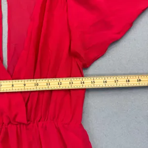 Alice + Olivia Red 100% Silk Bell Sleeve V-Neck Mini Dress C305530600 thumbnail 3