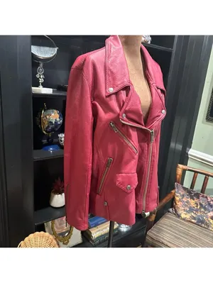 Free People We The Free Jealousy Vegan Leather Moto Jacket – Rhubarb Red – Size Small thumbnail 9
