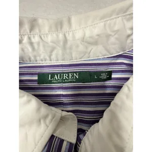 Lauren Ralph Lauren Womens Sz L Purple White Striped Preppy Corporate Chic Work thumbnail 4