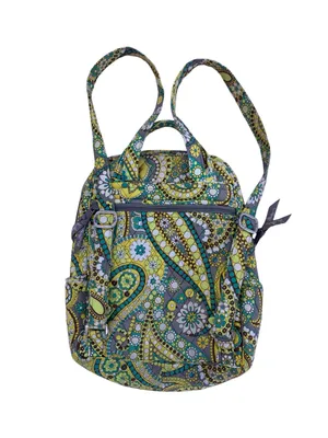 Vera Bradley Paisley Quilted Cotton Mini Backpack Green Blue‎ Floral Travel Bag thumbnail 2