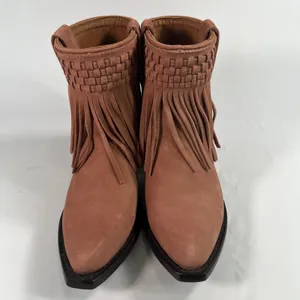 Frye Women's Sacha Short‎ Fringe Nubuck Leather Bootie in Rose Cake Size 6B Boho thumbnail 2