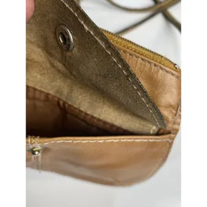 Vintage Leather Mini Crossbody Bag Tan Brown Made in Hong Kong 70s 80s Festival thumbnail 6
