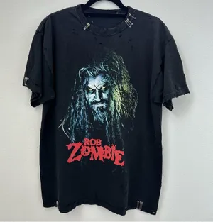Rob Zombie Heavy Metal Destroyed Safety Pin Tee thumbnail 1