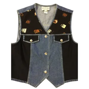 Stonebridge Denim Vest Womens XL Purse Print Western Button Front Used thumbnail 3