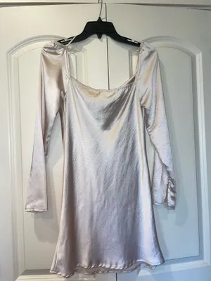 Princess Polly Champagne Long Sleeve Mini Dress thumbnail 4