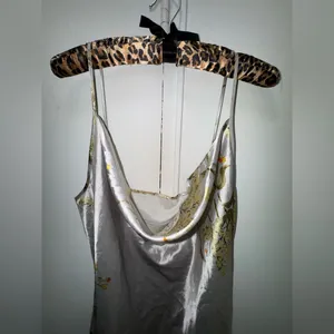 Floral Satin Cowl Neck Slip Dress XL Silver thumbnail 5