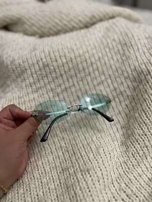 Rimless Round Blue Sunglasses thumbnail 4