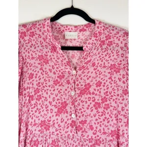Karlie Womens Dress Pink Floral Ditsy Midi Tiered A Line Cottagecore Boho Small thumbnail 5